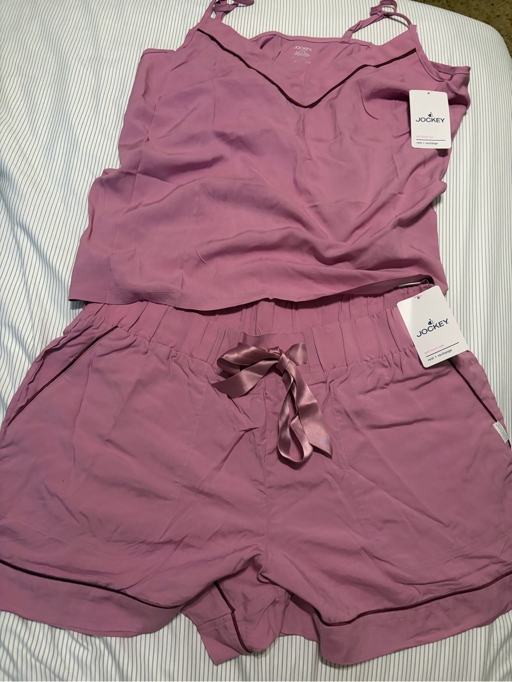 Jockey Pink Satin-Trim Cami & Shorts Sleep Set